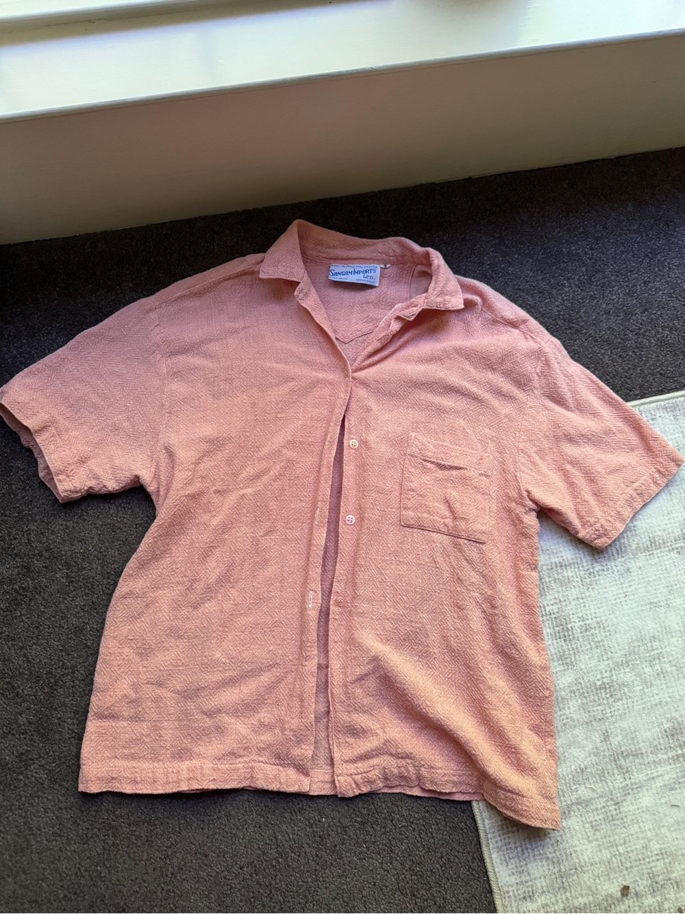 Sangam Imports Ltd. Women’s Pink Cotton Short Sleeve Button-Up S